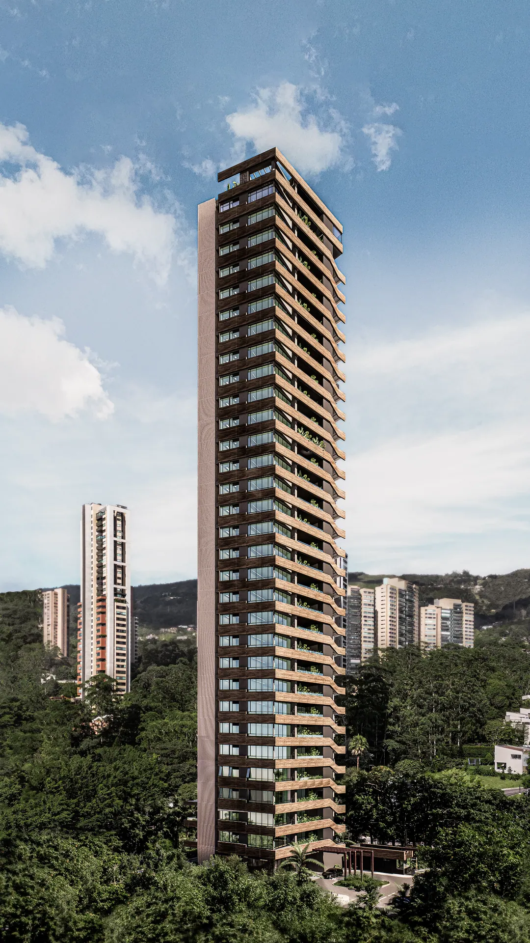 Torre CANTAGIRONE SETTE rodeada de vegetación en San Lucas, El Poblado